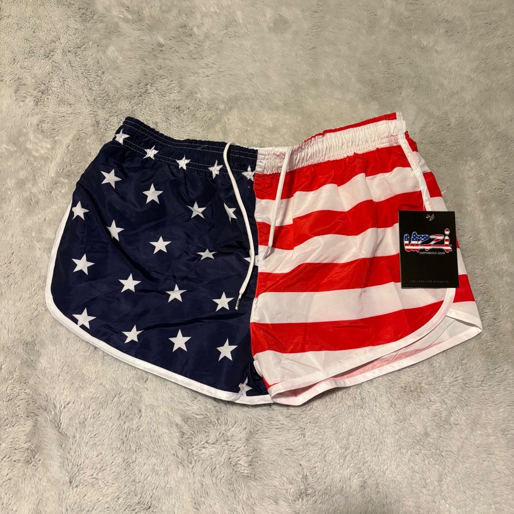 Uzzi Amphibious Gear American Flag Shorts Stars and Stripes Patriotic Women L